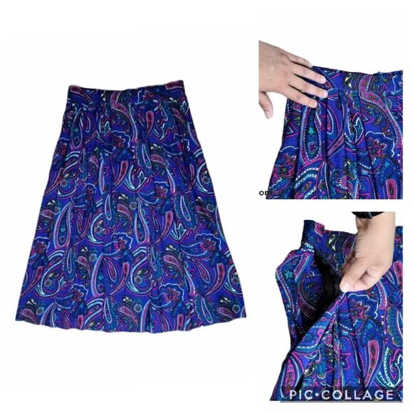 Vintage Boho Paisley Print Side Pockets Skirt - Picture 8 of 16